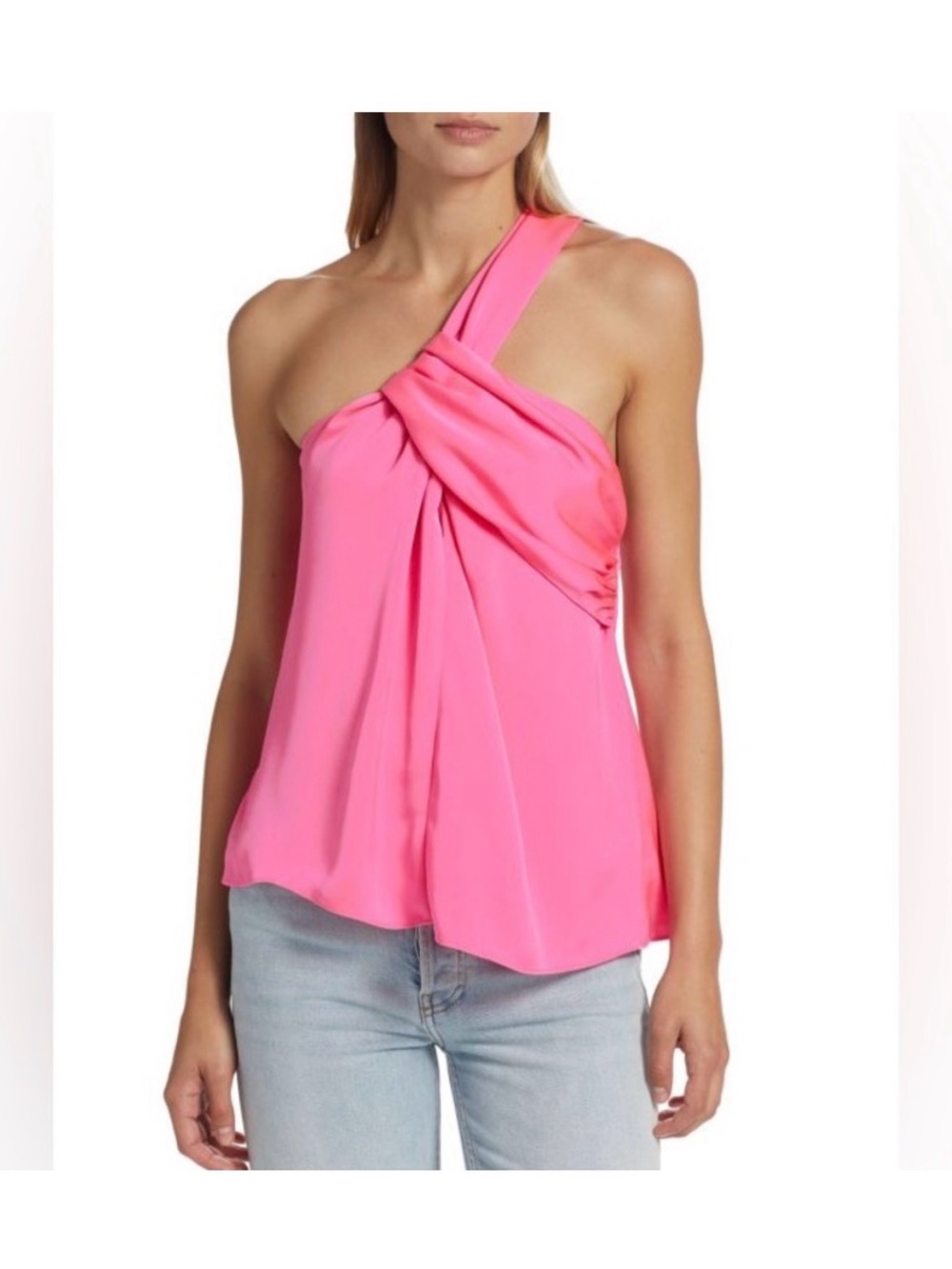 Ramy Brook Jocelyn One-Shoulder Satin Blouse